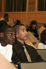 Psychology students listening to lecture